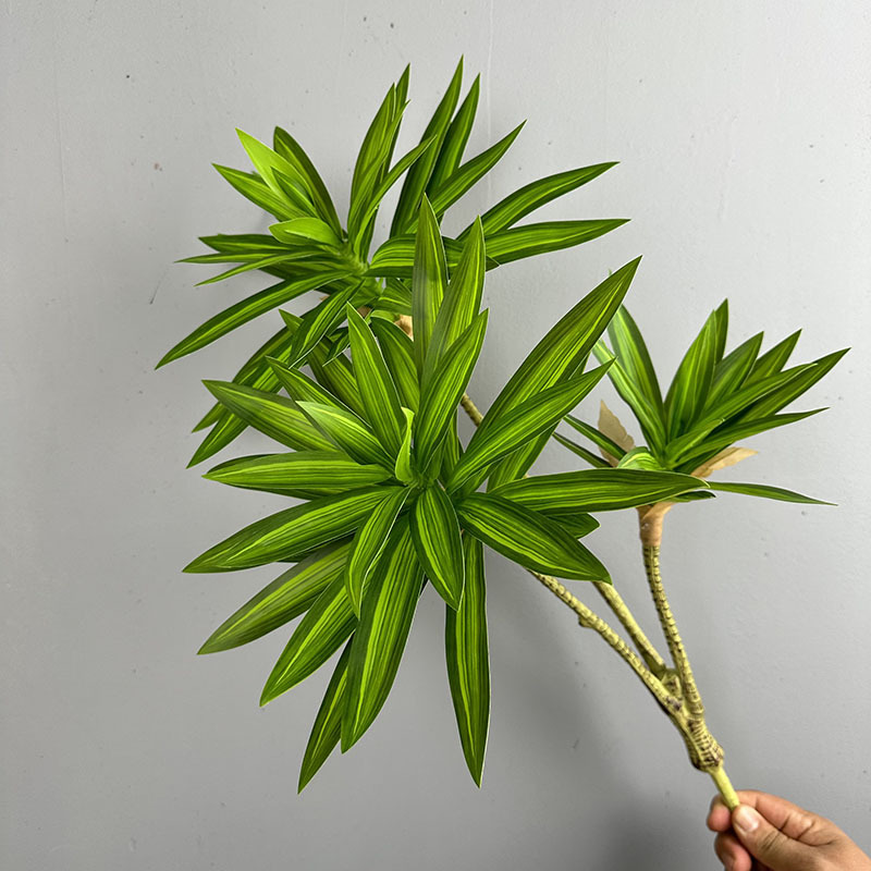 Dracaena Marginata - Simulierte Grünpflanzen mit 3 Köpfen, Lilienbambus,