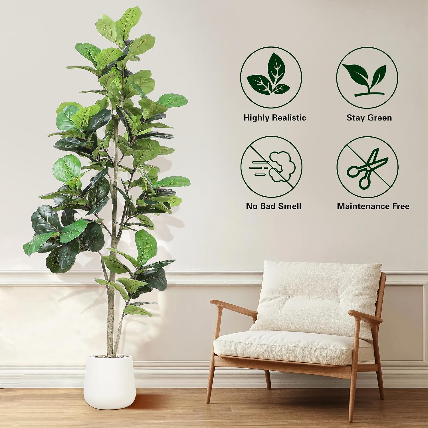2,13m Künstlicher Ficus Lyrata – Ficus Lyrata Tree Bewertung und Preis